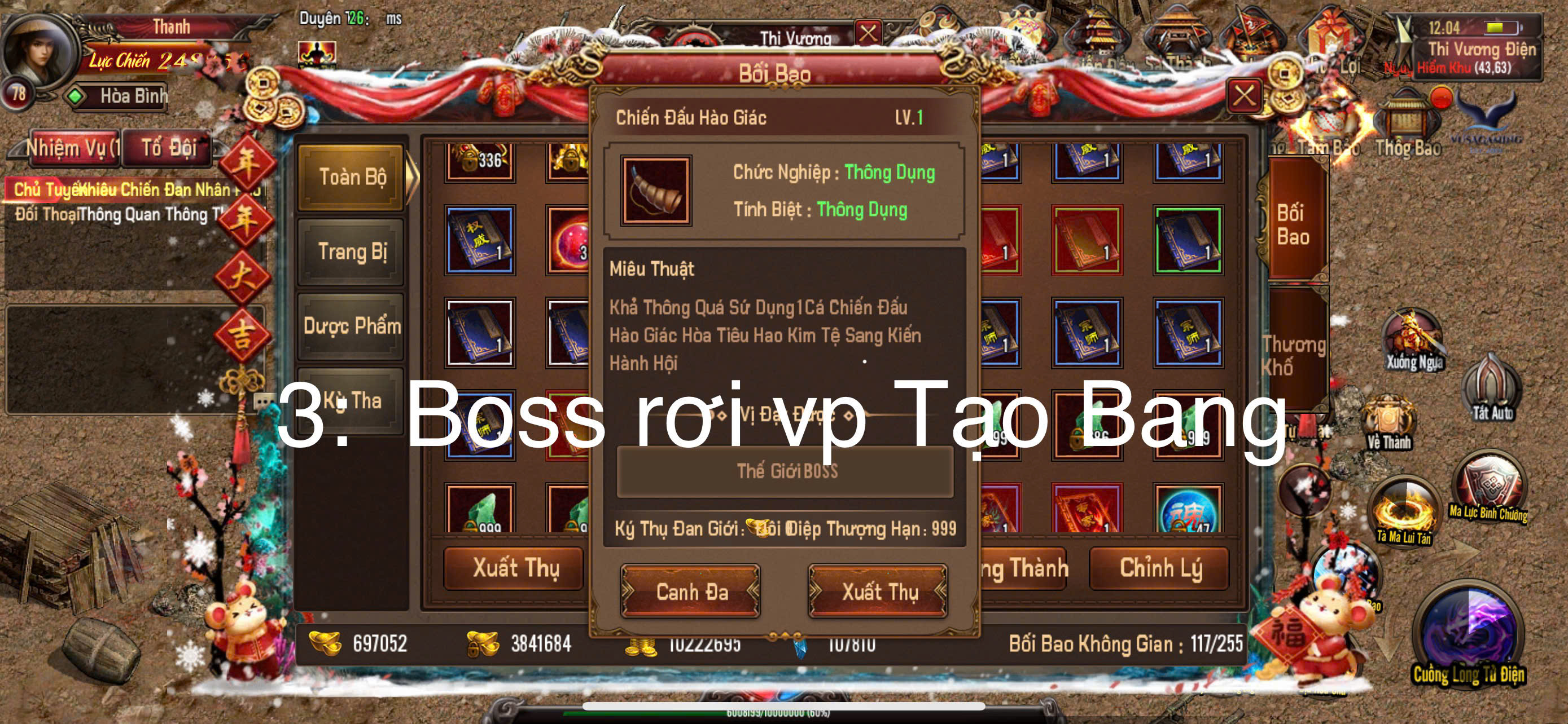 Boss rơi vật phẩm tạo Bang